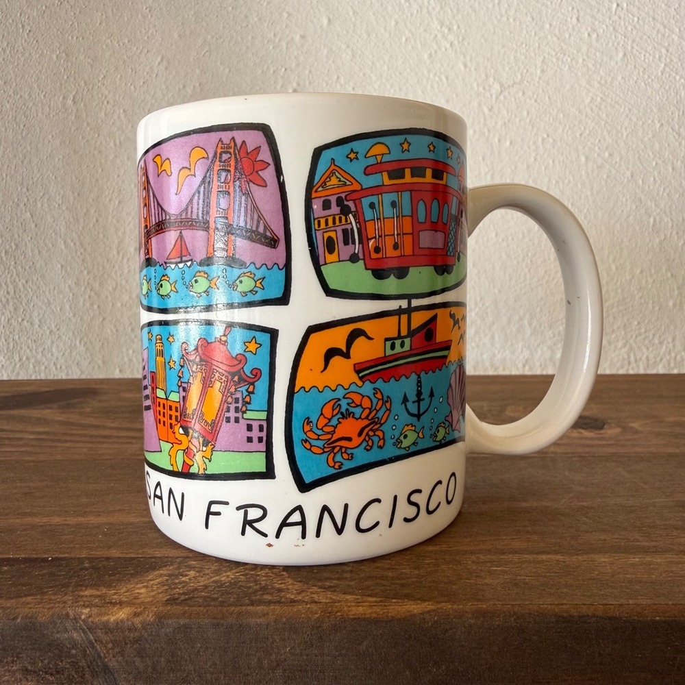 Vintage San Francisco Souvenir Mug Golden Gate Cable Car Fisherman's Wharf